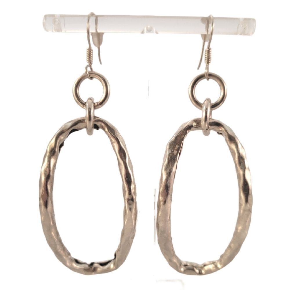 Sterling Contemporary Hammered Statement Hoop Earrings